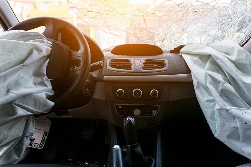 Airbag deploys in a car accident