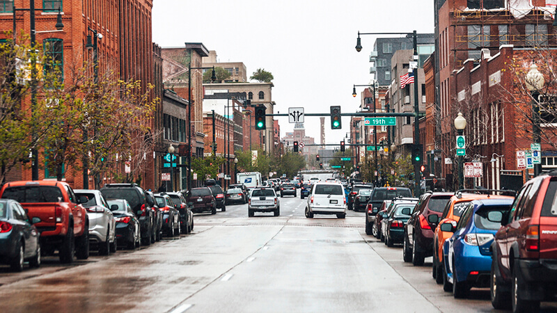 Motor vehicle traffic in Downton Denver